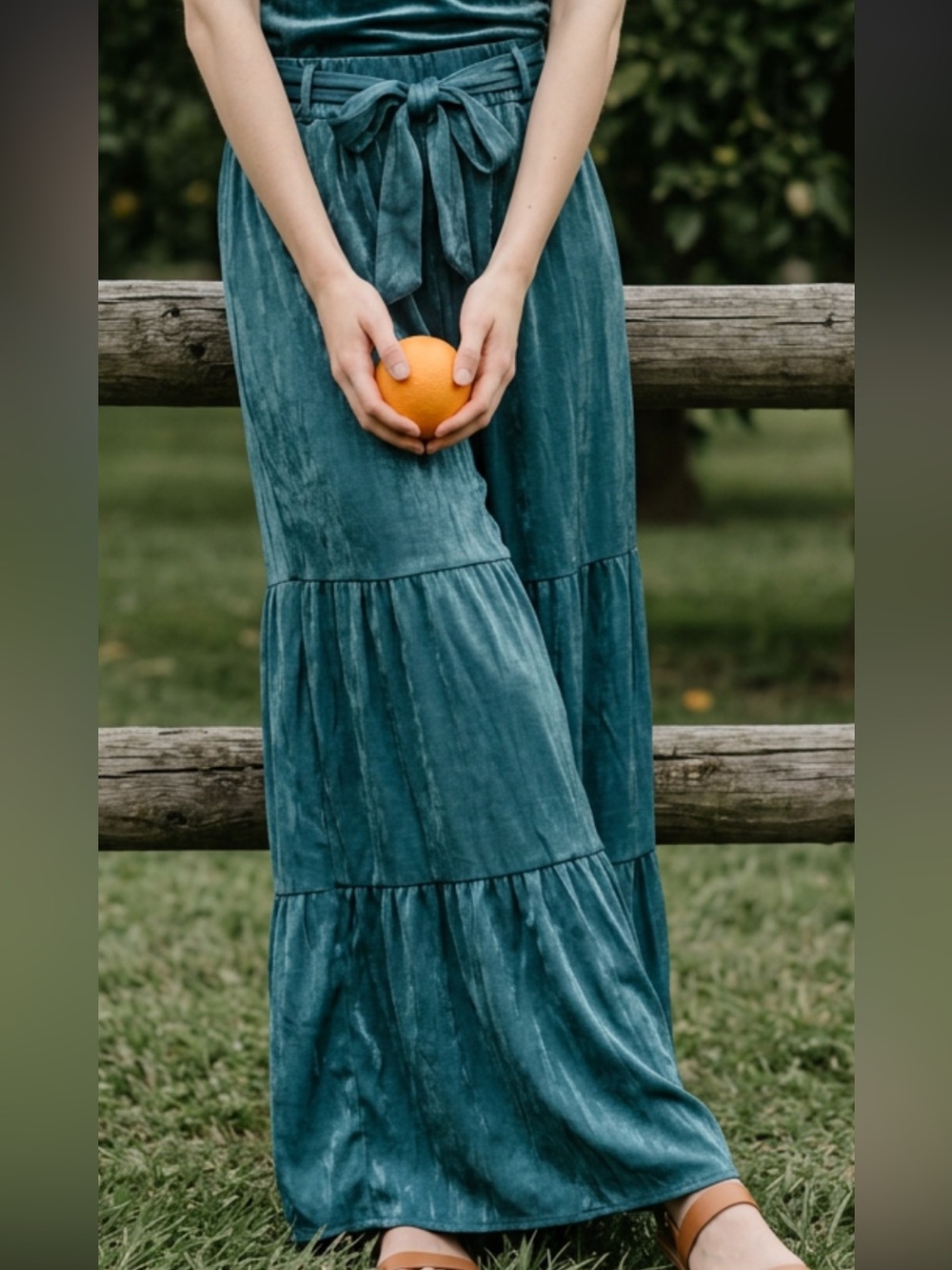Teal Tiered  Pallozzo pants with Self-Tie Waist